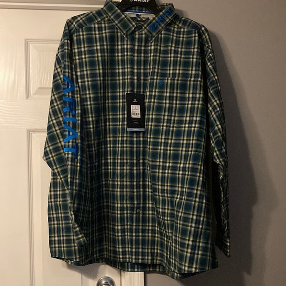 Ariat Men's Green Plaid Shirt 3XL new w/tags - Picture 1 of 6